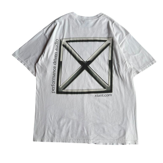 【USED】xtant エクスタント GILDAN ギルダン S/SL Tee 企業ロゴ 白 半袖Tシャツ バックプリント XLサイズ