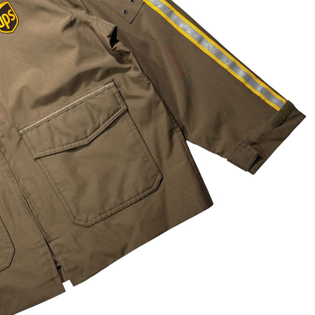 【USED】TWINHILL UPS Official Uniform Utility Jacket Brown MD / ツインヒル UPS 公式ユニフォーム ワークジャケット ブラウン 茶色 リフレクターテープ付き 企業モノ 古着