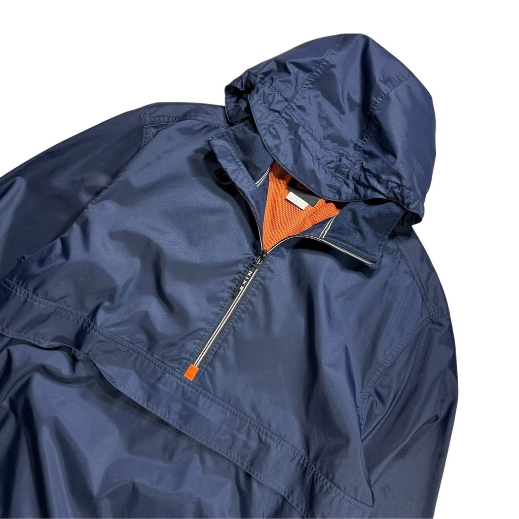 【USED】00s NIKE Hooded Nylon Pullover Jacket Navy x Orange L / ナイキ フーデッド ナイロン プルオーバー ジャケット アノラック パーカー 刺繍 紺 オレンジ 00年代