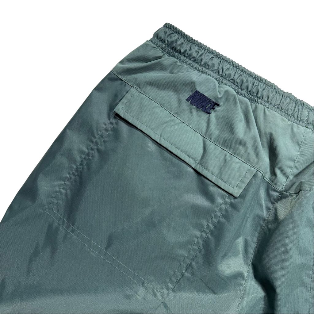 【USED】00s Nike Nylon Tech Pants Green x Navy M / ナイキ ナイロン テック パンツ グリーン ネイビー サイドライン ロゴ刺繍 スポーツ