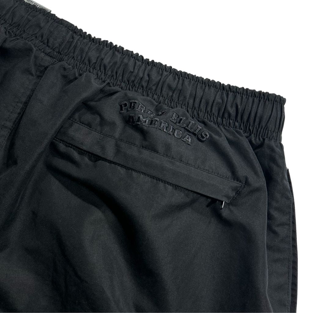 【USED】00s Perry Ellis America Active Nylon Tech Pants Black XL / ペリーエリスアメリカ ナイロンテックパンツ ブラック 裾ジップ 裏地付き イージーパンツ オールド ストリート 古着