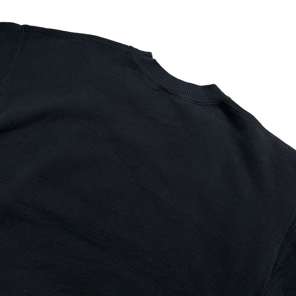 【USED】90s NIKE Center Big Swoosh Sweat Black L / ナイキ センター ビッグスウッシュ 刺繍 クルーネック スウェット トレーナー ブラック 黒 白タグ Lサイズ メンズ 古着