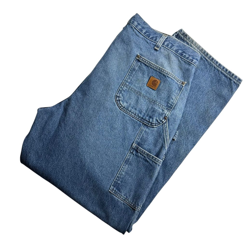【USED】Carhartt B73 DST Double Knee Denim Painter Pants Blue 40 x 32 / カーハート ダブルニー デニム ペインターパンツ ブルー 青 デニム地 ワーク ビンテージ 古着