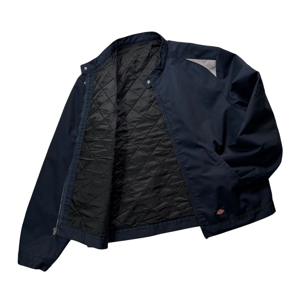 【USED】Dickies Quilted Lined Work Jacket Dark Navy XL / ディッキーズ キルティングライナー ワークジャケット 企業刺繍 ダークネイビー 紺 2015年製 XL 古着