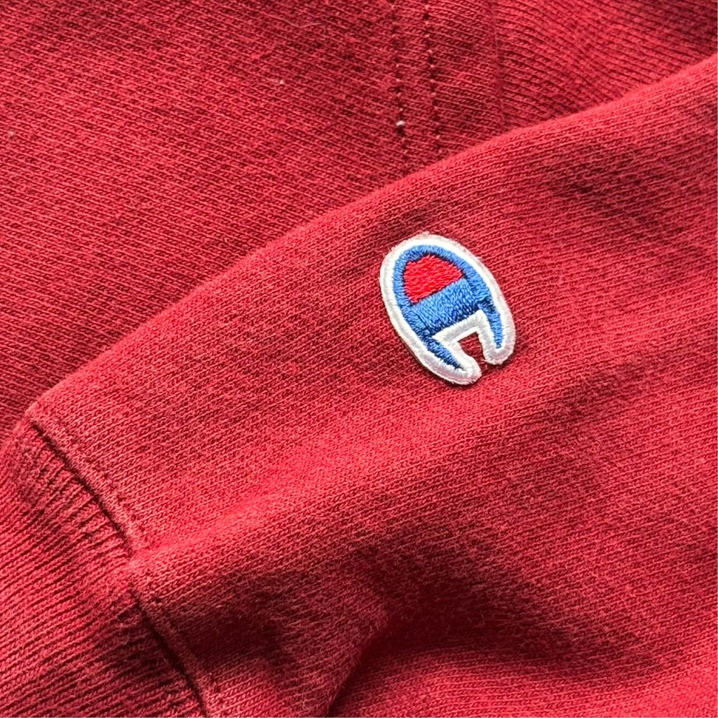 【USED】Champion REVERSE WEAVE Hoodie Red M JPN XL / チャンピオン リバースウィーブ スウェット パーカー プルオーバー フーディー ボルドー 赤 目付き ホンジュラス製 メンズ ユニセックス 古着