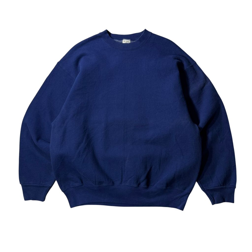【USED】MUNSINGWEAR SUPER COTTON Plain Sweat Navy L 90s USA製 / マンシングウェア スーパーコットン 無地 クルーネック スウェット ネイビー 紺 USA製 Lサイズ 古着