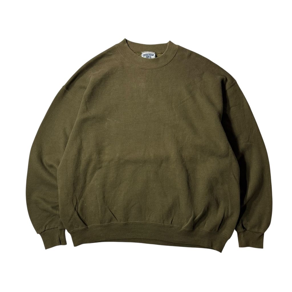 【USED】Lee HEAVYWEIGHT Plain Crewneck Sweat Olive XL 90s USA製 / リー ヘビーウェイト 無地 クルーネック スウェット オリーブ カーキ USA製 XLサイズ 古着