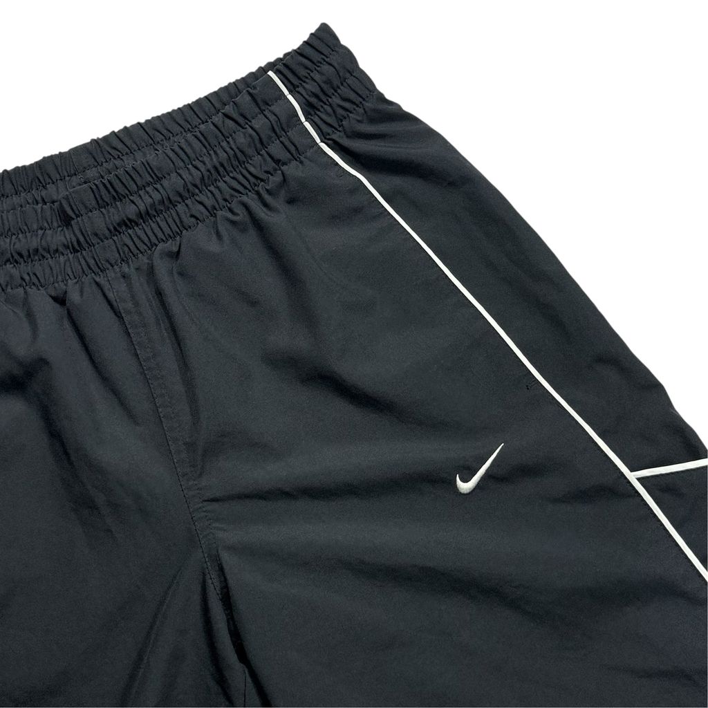 【USED】00s Nike Nylon Tech Pants Black x White Piping S / ナイキ ナイロン テック パンツ ブラック ホワイトパイピング スウッシュ刺繍 スポーツ