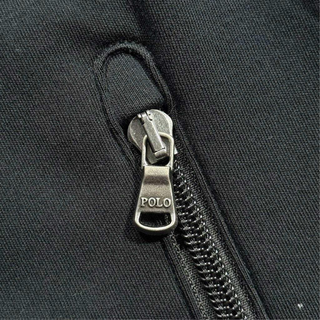 POLO RALPH LAUREN Color Block Track Jacket Black x Dark Gray L / ポロラルフローレン カラーブロック トラックジャケット ジャージ フルジップスタンドカラー 切替 刺繍ロゴ 黒 灰色 00s〜10s 古着 USED