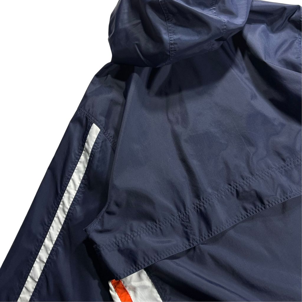 【USED】00s NIKE Hooded Nylon Pullover Jacket Navy x Orange L / ナイキ フーデッド ナイロン プルオーバー ジャケット アノラック パーカー 刺繍 紺 オレンジ 00年代