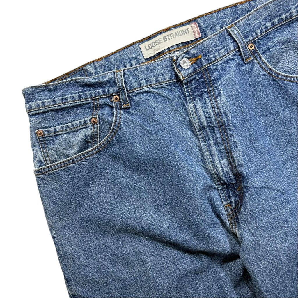 【USED】Levi's 569 Loose Straight Denim Pants Blue 38 x 30 / リーバイス ルーズ ストレート デニム パンツ ブルー ウォッシュデニム 太め バギー 古着