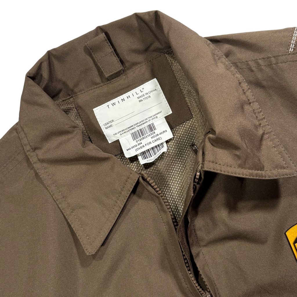 【USED】TWINHILL UPS Official Uniform Utility Jacket Brown MD / ツインヒル UPS 公式ユニフォーム ワークジャケット ブラウン 茶色 リフレクターテープ付き 企業モノ 古着