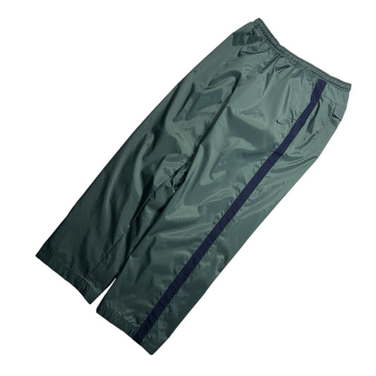 【USED】00s Nike Nylon Tech Pants Green x Navy M / ナイキ ナイロン テック パンツ グリーン ネイビー サイドライン ロゴ刺繍 スポーツ