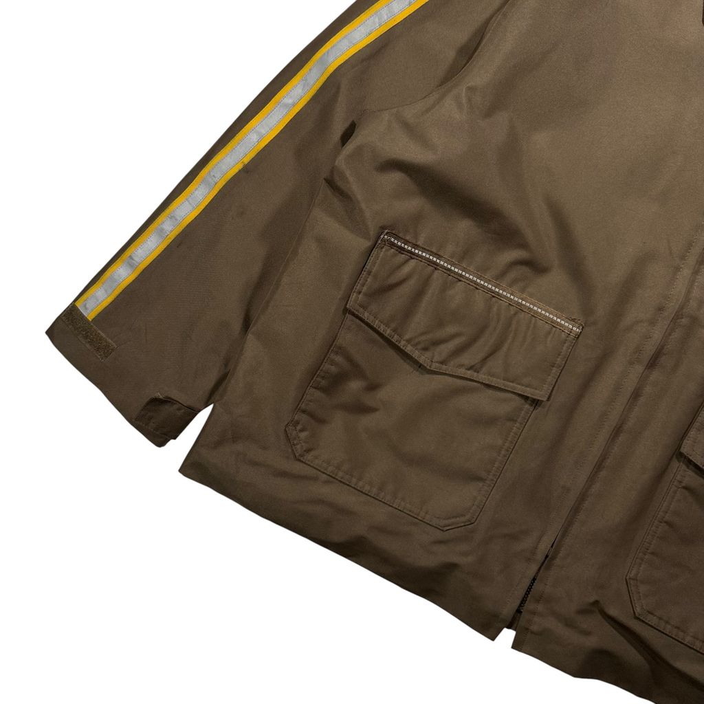 【USED】TWINHILL UPS Official Uniform Utility Jacket Brown XL / ツインヒル UPS 公式ユニフォーム ワークジャケット ブラウン 茶色 リフレクターテープ付き 企業モノ ビッグサイズ 古着