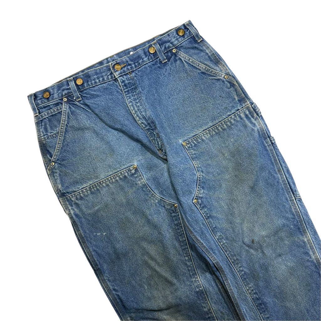 【USED】Carhartt B07 DNM Double Knee Denim Painter Pants Blue 38 / カーハート ダブルニー デニム ペインターパンツ ブルー 青 デニム地 ワークウェア ビンテージ 古着 USED