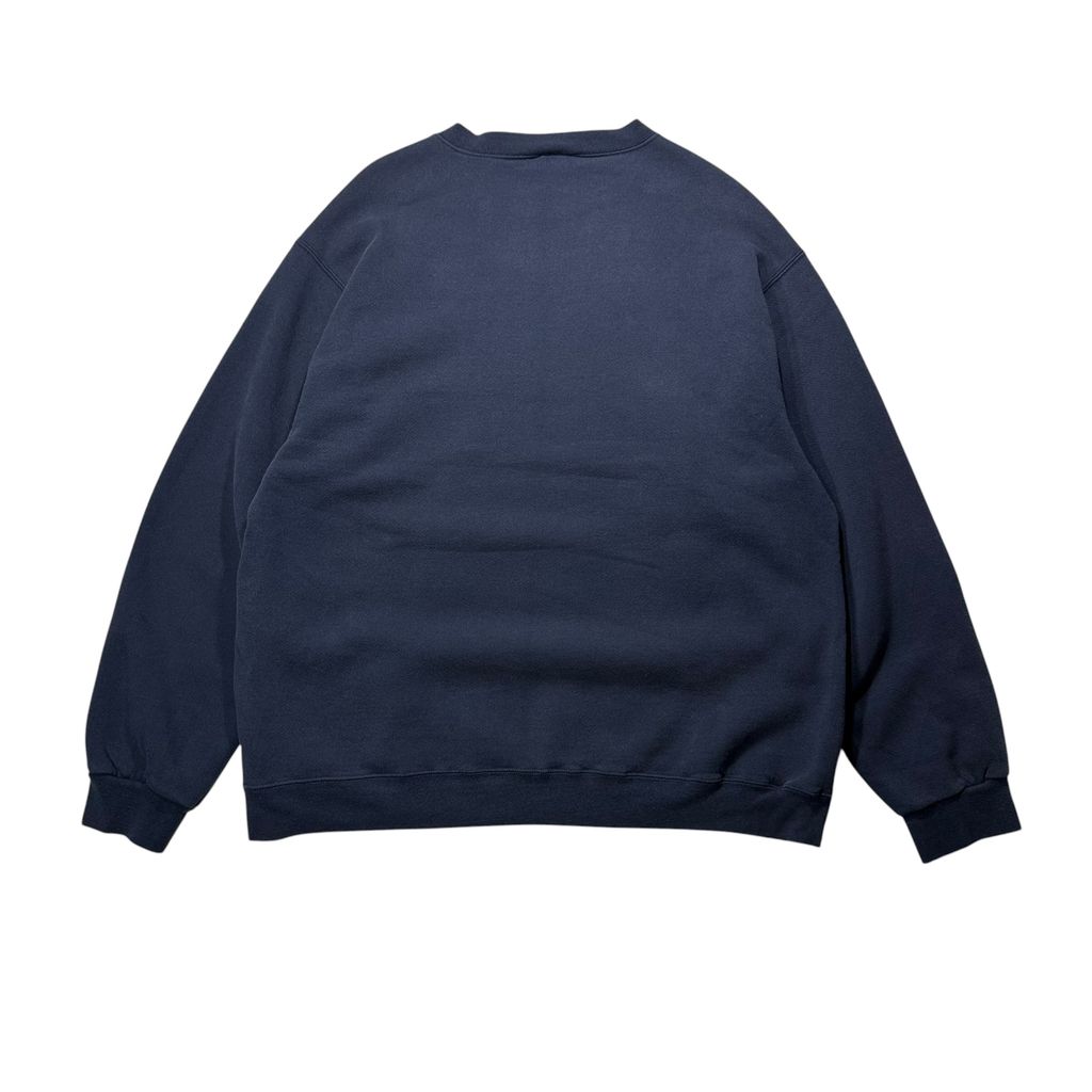 【USED】90s-00s NIKE One Point Swoosh Sweat Navy / ナイキ ワンポイント スウッシュ 刺繍 クルーネック スウェット トレーナー ダークネイビー 濃紺 白タグ メンズ ユニセックス 古着
