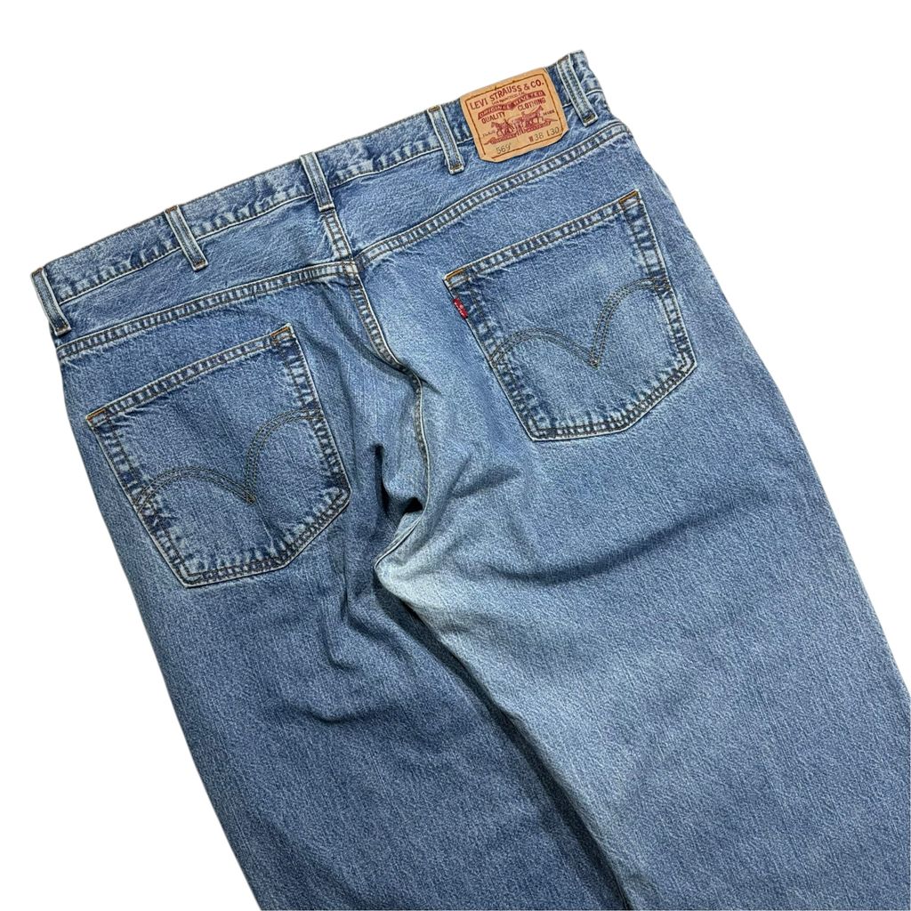 【USED】Levi's 569 Loose Straight Denim Pants Blue 38 x 30 / リーバイス ルーズ ストレート デニム パンツ ブルー ウォッシュデニム 太め バギー 古着