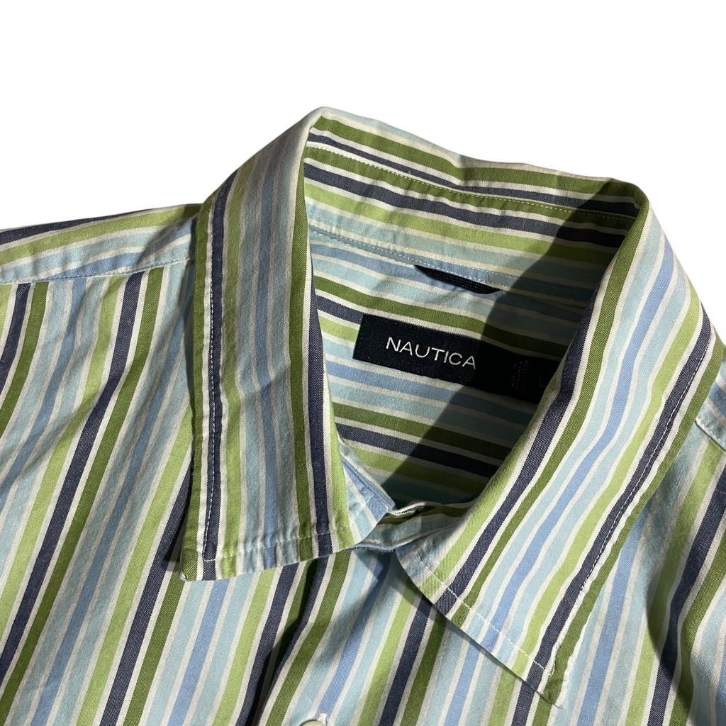 【USED】Nautica L/SL Stripe BD Shirt