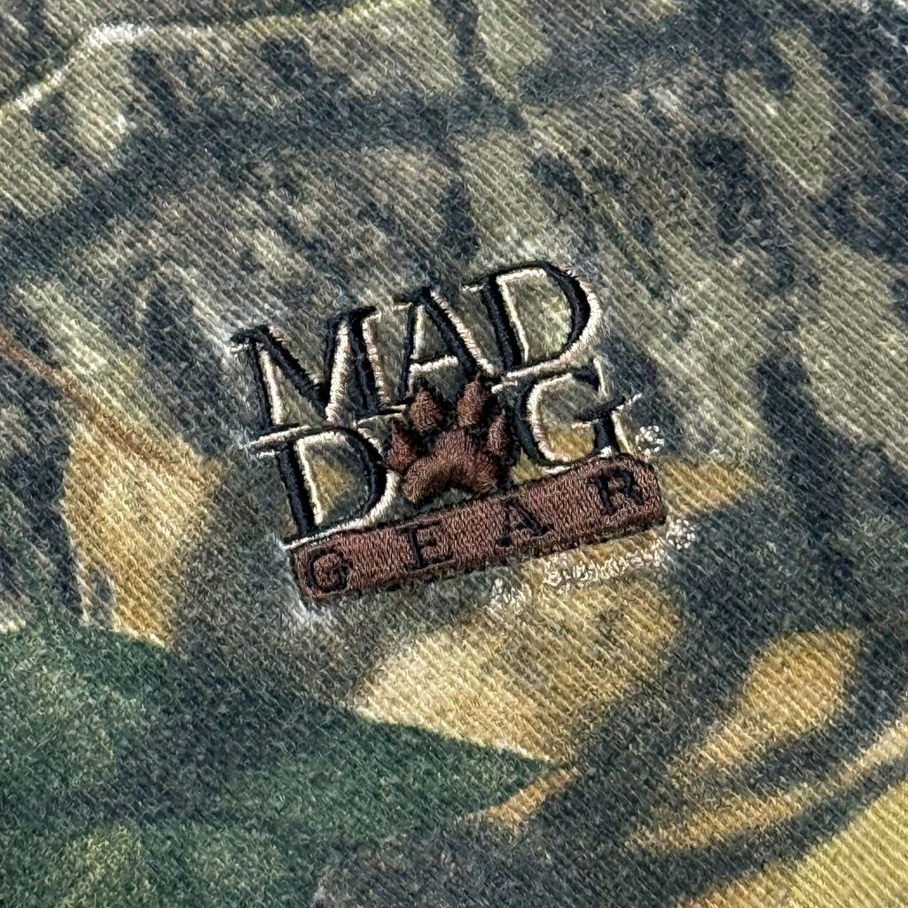 【USED】90s〜00s MAD DOG GEAR by Stearns Real Tree Camo Cotton Jacket XL / マッドドッグギア リアルツリーカモ 迷彩柄 コットンジャケット 総柄 企業刺繍 Scent-Lok 90年代 ヴィンテージ 古着