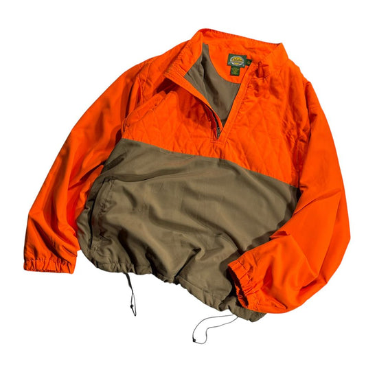 【USED】Cabela's Quilted Half-Zip Pullover Jacket Orange x Brown XL / カベラス キルティング ハーフジップ プルオーバー ジャケット ハンティング オリーブ ブラウン オレンジ アウトドア